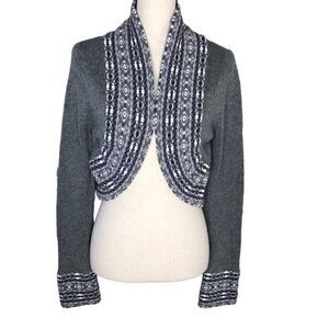 JW Gray and Purple Fair Isle Cottagecore Shrug Sweater